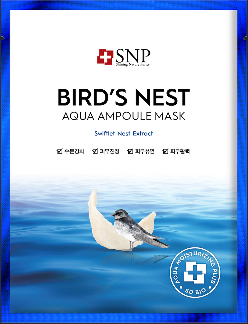 SNP Bird’s Nest Aqua Ampoule Mask – K-Beauty hydrating sheet mask with swiftlet nest extract for deep moisture & radiant skin.