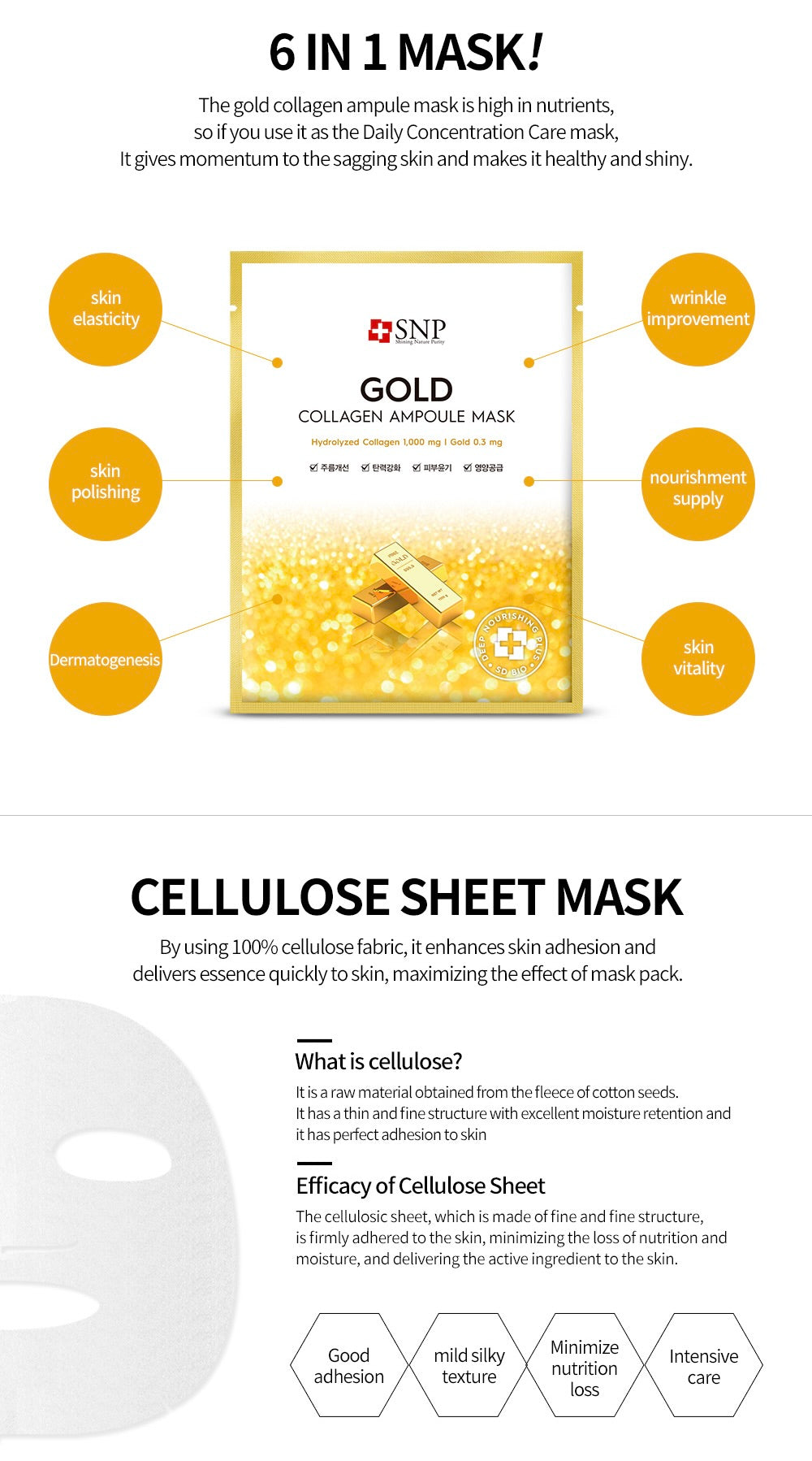 SNP Prep Gold Collagen Ampoule Mask